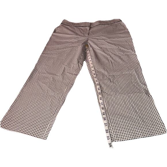 Talbots Size 10 Ankle Pant Minimalist Tapered Pants Ivory Black Weave Button Zip - Picture 7 of 8